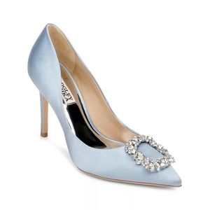 Badgley Mischka Cher Crystal Buckle Satin Pumps